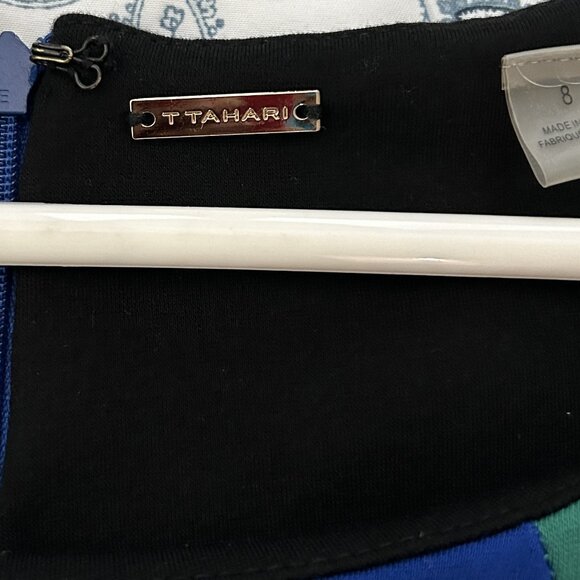 Tahari Women's Sheath Colorblock Dress (Size 8) Green, Black & Blue - Picture 3 of 9